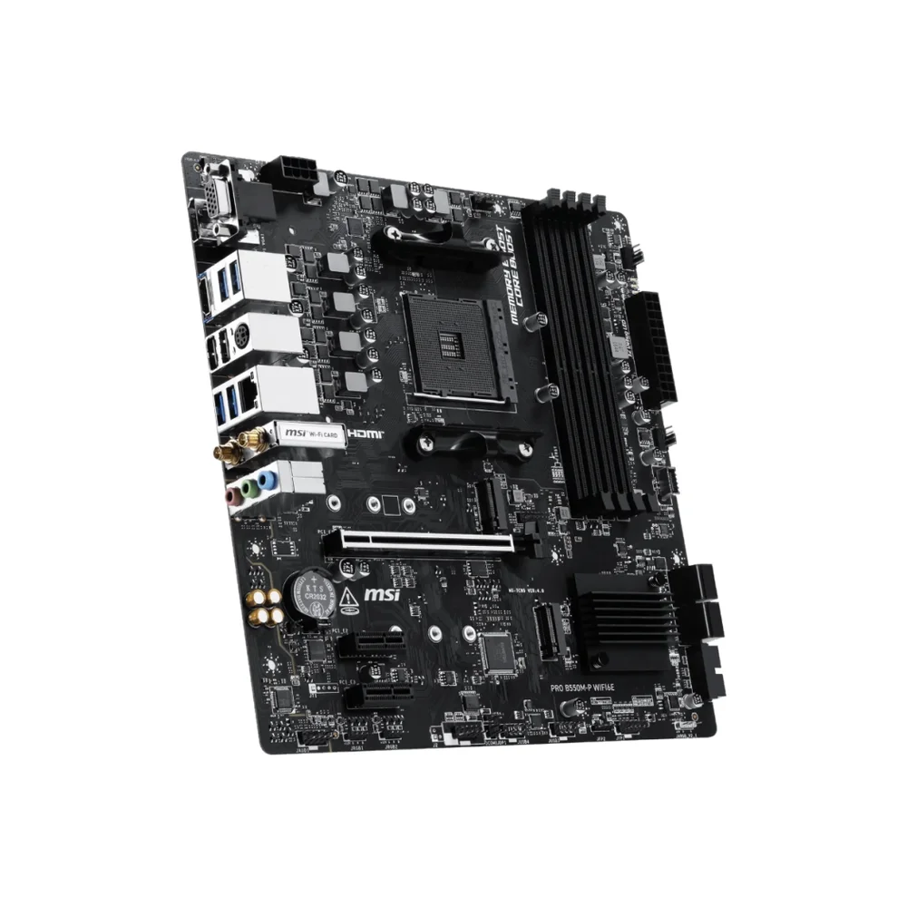 Imagem 2 de 5 do produto Placa Mãe Msi Pro B550m-p Wifi6e, Amd Am4, Matx, Wf/blt, Ddr4, Black - Pro B550m-p Wifi6e