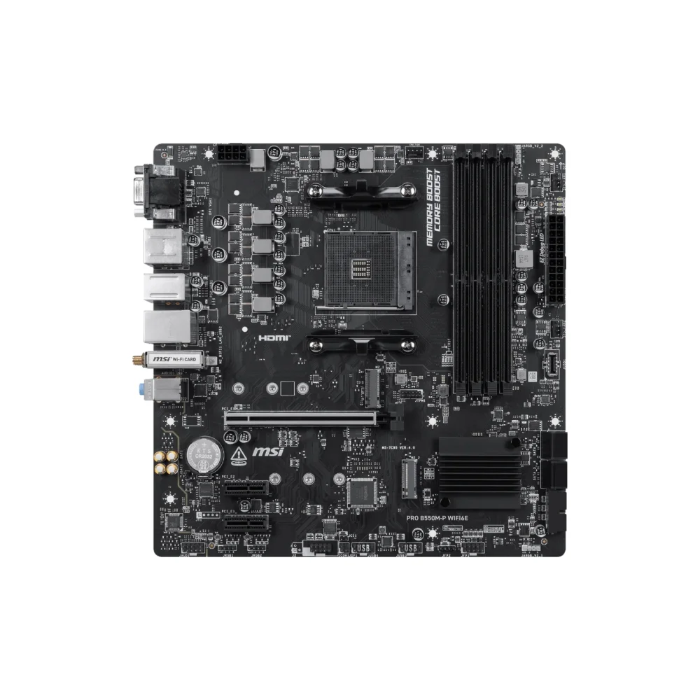 Imagem 3 de 5 do produto Placa Mãe Msi Pro B550m-p Wifi6e, Amd Am4, Matx, Wf/blt, Ddr4, Black - Pro B550m-p Wifi6e