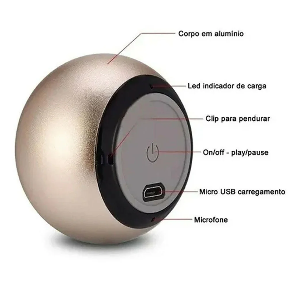 Imagem 4 de 5 do produto Mini Caixa De Som Bluetooth Metal Speaker 3w Preta