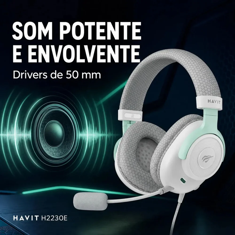 Headset Gamer com Drivers de 50mm P3 3,5mm - Havit Gamenote H2230E