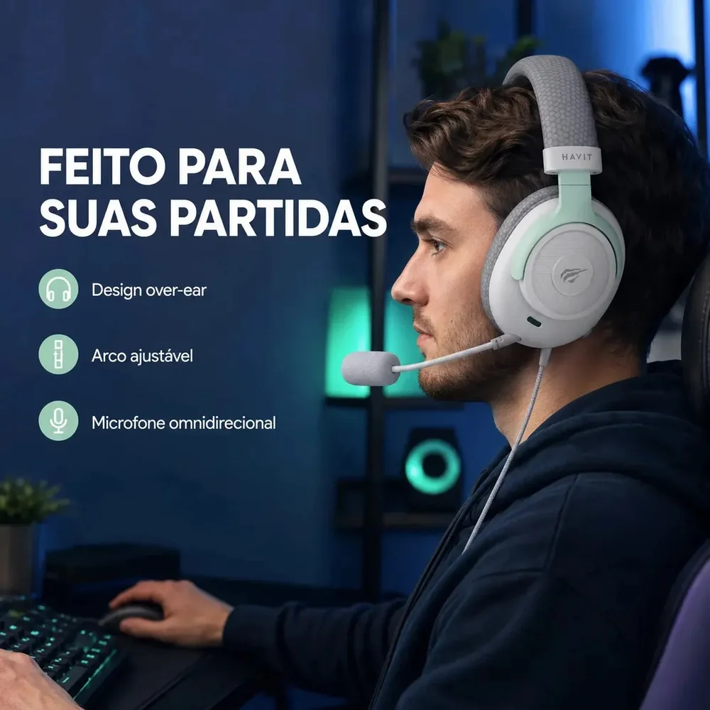 Headset Gamer com Drivers de 50mm P3 3,5mm - Havit Gamenote H2230E
