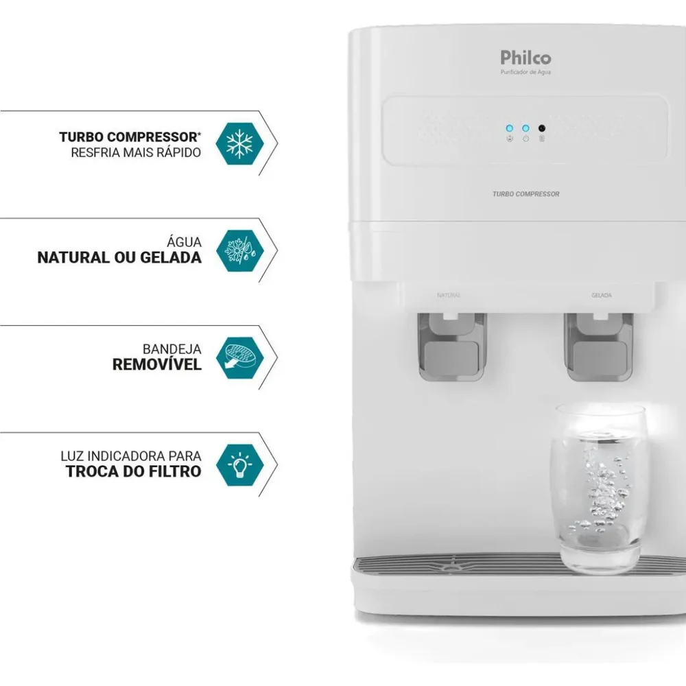 Imagem 5 de 5 do produto Purificador De Agua Ppu50a 220v Philco Gelada E Natural Turbo Compressor
