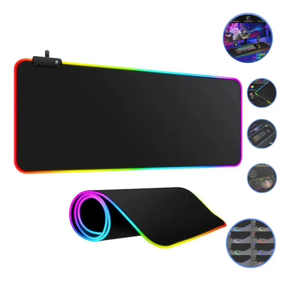 Imagem 3 de 5 do produto Mouse Pad Gamer Delta-p9040 90x40cm LED RGB Antiderrapante