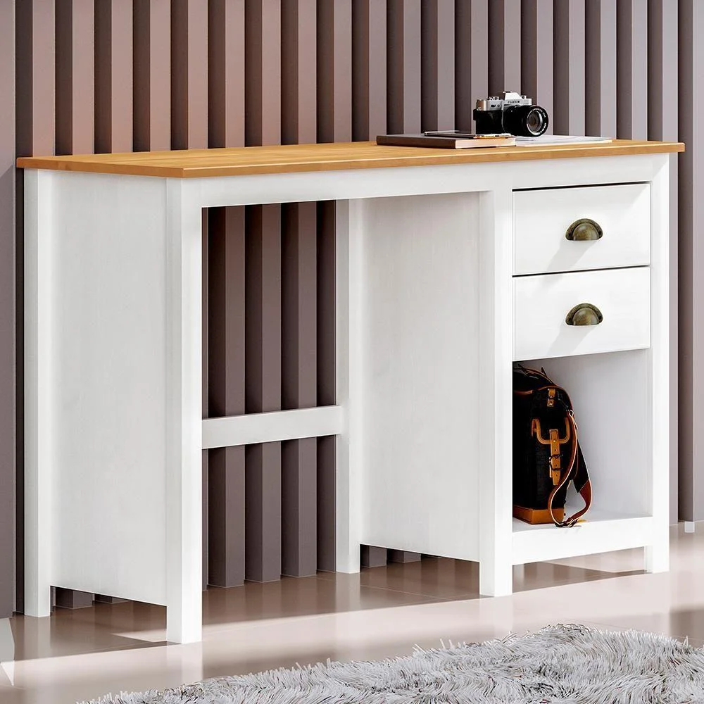 Imagem 2 de 5 do produto Mesa Escrivaninha Madeira Maciça 110 Cm 9138 Branco Freijo Milani Store