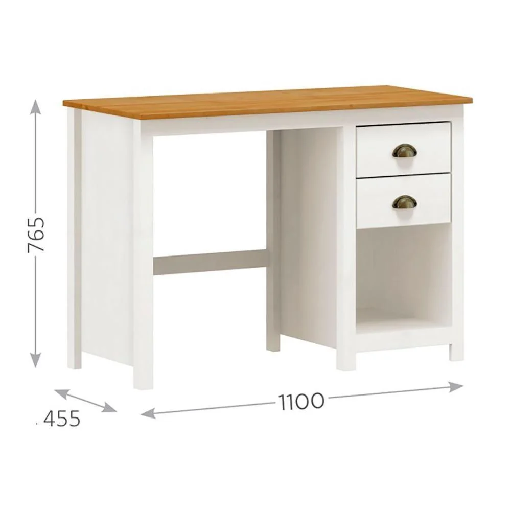 Imagem 4 de 5 do produto Mesa Escrivaninha Madeira Maciça 110 Cm 9138 Branco Freijo Milani Store