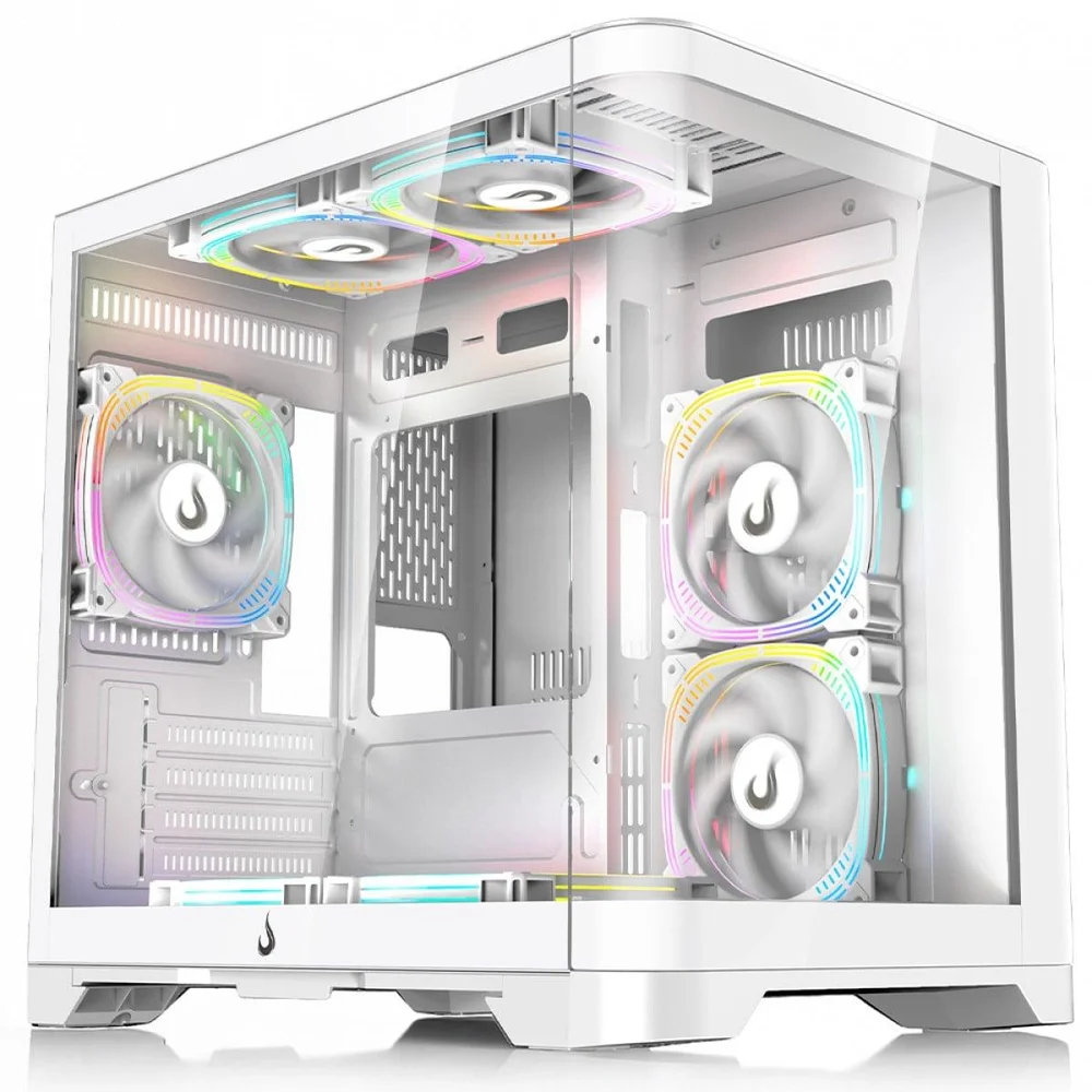 Gabinete Gamer Rise Mode Galaxy Curved, Mid Tower, Vidro Temperado, Matx, Sem Fonte, Sem Fan, Branco, Rm-ga-gc-fw