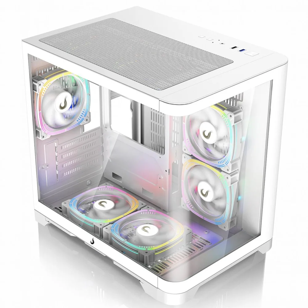Imagem 2 de 5 do produto Gabinete Gamer Rise Mode Galaxy Curved, Mid Tower, Vidro Temperado, Matx, Sem Fonte, Sem Fan, Branco, Rm-ga-gc-fw
