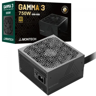 Fonte Montech Gamma Iii 750w, 80 Plus Gold, Pfc Ativo, Preto