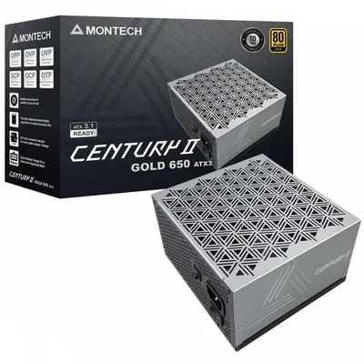 Fonte Montech Century Ii 650w, 80 Plus Gold, Atx 3.1, Pfc Ativo, Full Modular, Cinza