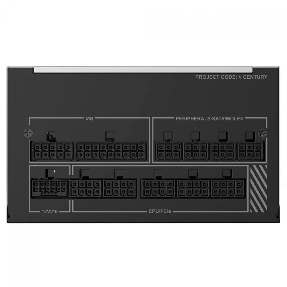 Imagem 2 de 5 do produto Fonte Montech Century Ii 1200w, 80 Plus Gold, Cybenetics Platinum, PCie 5.1, Pfc Ativo, Full Modular, Cinza