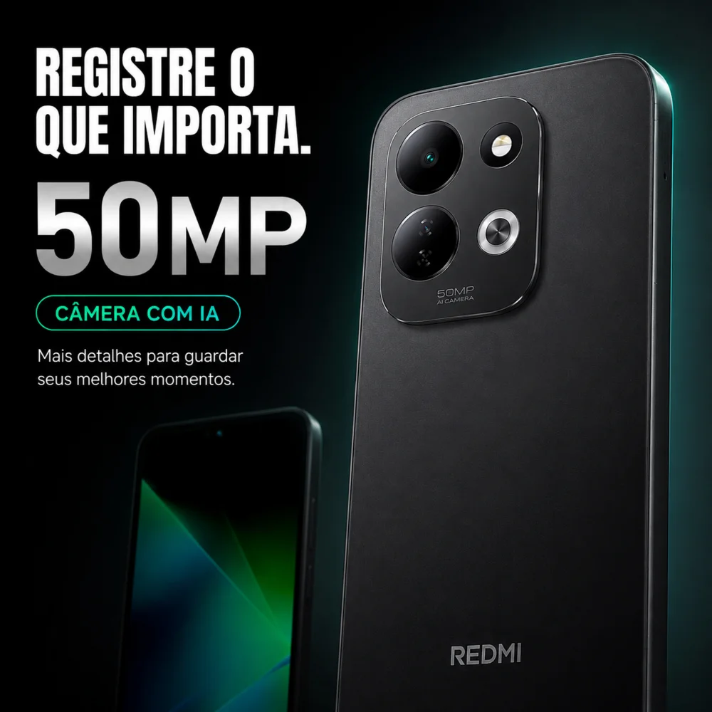 Imagem 2 de 5 do produto Smartphone Xiaomi Redmi 17 4g Global 256gb 6gb Ram Tela 6,9" 120hz Câmera 50mp Preto