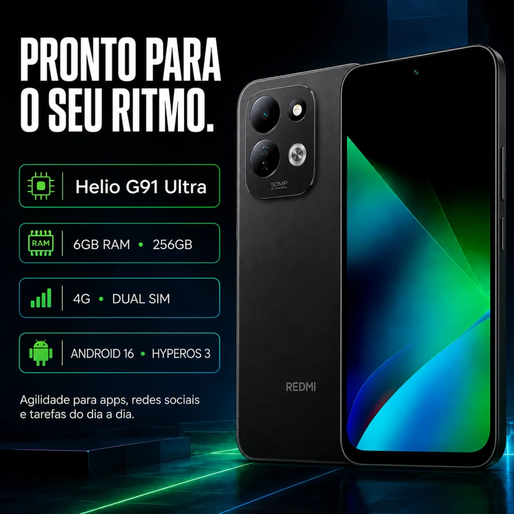 Imagem 5 de 5 do produto Smartphone Xiaomi Redmi 17 4g Global 256gb 6gb Ram Tela 6,9" 120hz Câmera 50mp Preto
