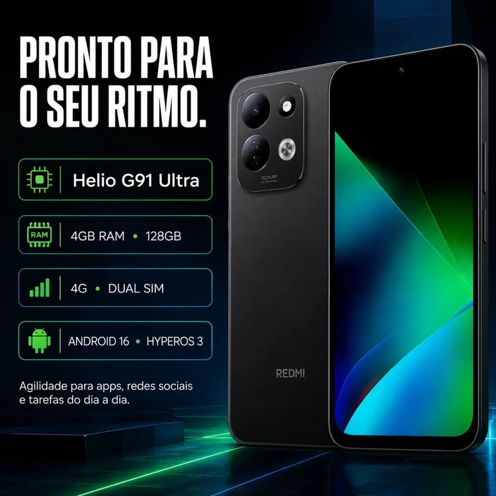 Imagem 2 de 5 do produto Smartphone Xiaomi Redmi 17 4g Global 128GB 4gb Ram Tela 6,9" 120hz Câmera 50mp Preto
