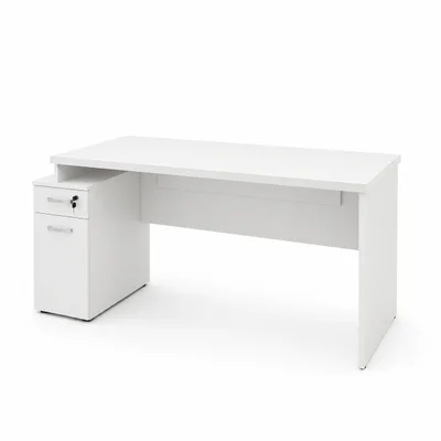 Mesa De Escritório Diretor 165x70cm Com Armário E Gaveta - Branco