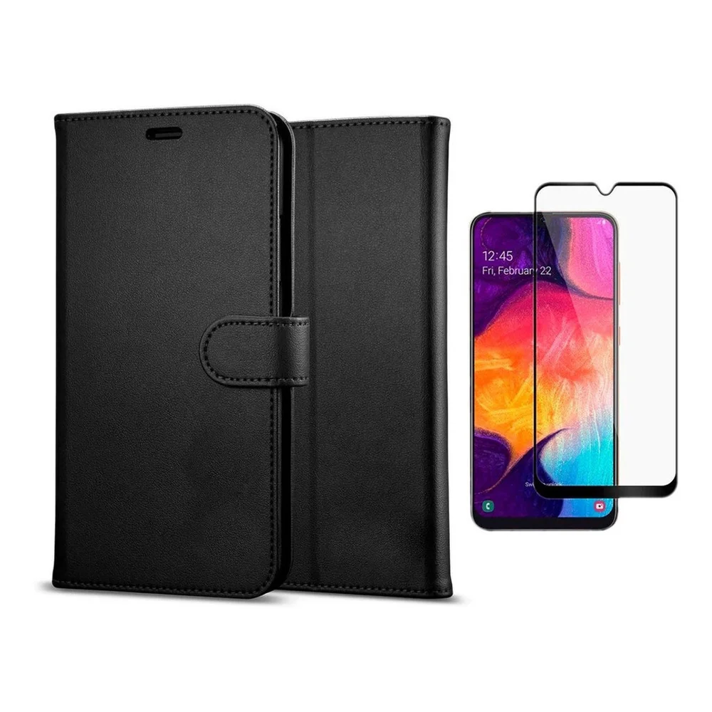 Kit Capa Carteira + Película 3d Vidro Temperado Para Samsung Galaxy A30s