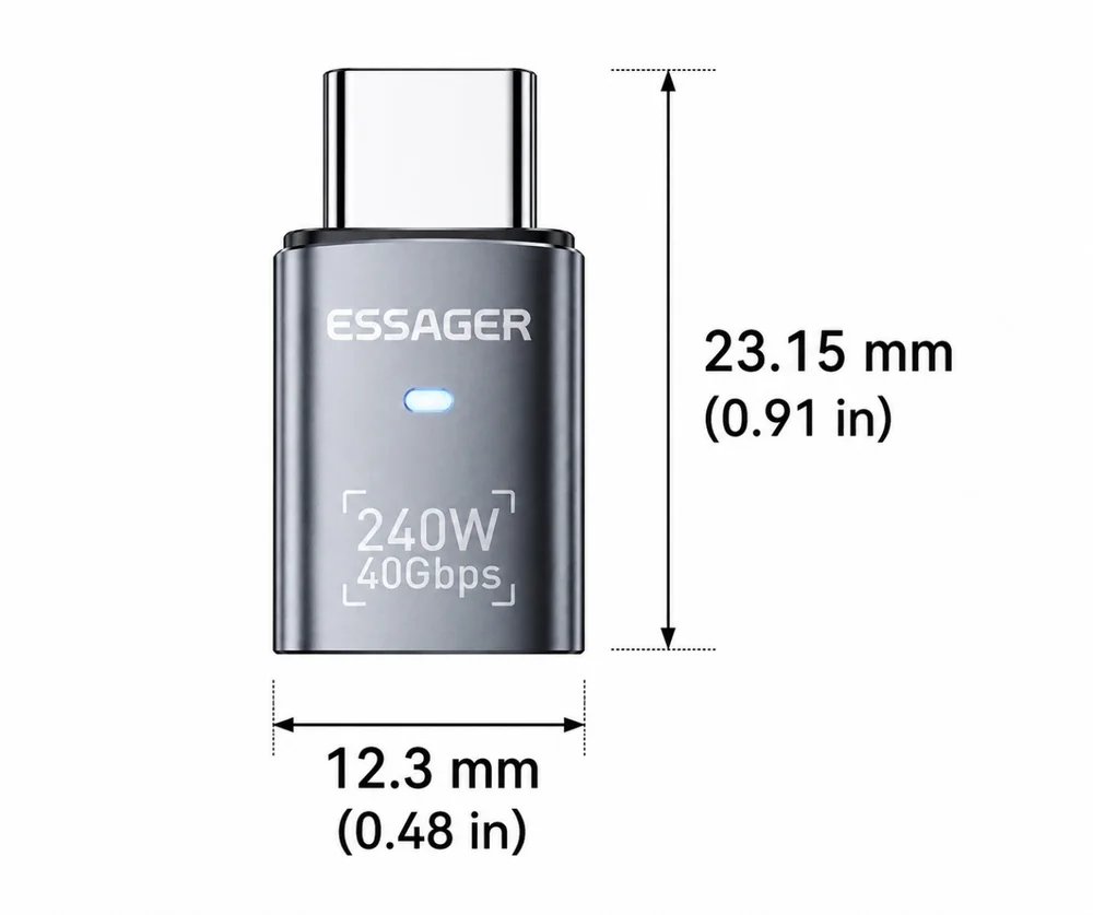 Imagem 4 de 5 do produto Adaptador Usb4.0 Essager Usb-c Macho Para Usb-c Fêmea 240w 40gbps 8k@60hz