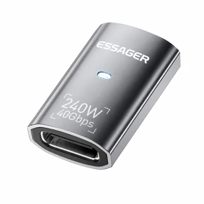 Adaptador Usb-c Fêmea Para Usb-c Fêmea Essager Usb 4.0 40gbps 240w 8k