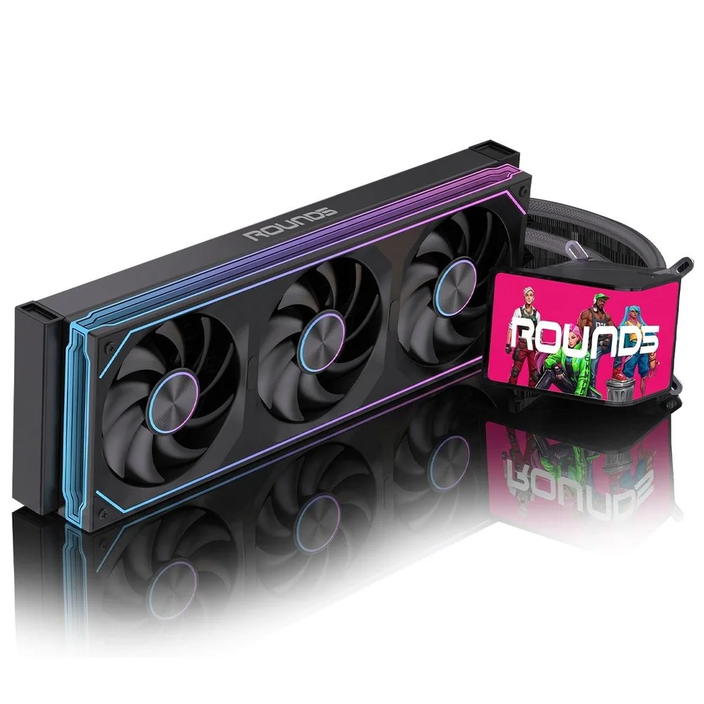 Imagem 3 de 5 do produto Water Cooler Round5 Horizon Black, 360mm, Com Display Curvo, ARGB, Intel-amd, Pwm, Preto, R5-wc-horizon-360b-2283