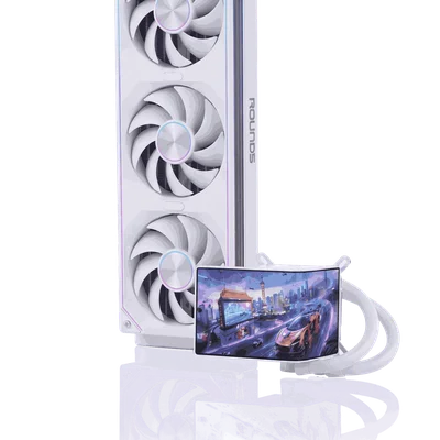 Water Cooler Round5 Horizon 360mm Lcd Tela Curva 6,67 Branco