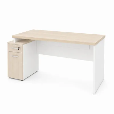 Mesa De Escritório Diretor 165x70cm Com Armário E Gaveta - Dubai/branco