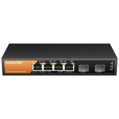 Switch Keep Link 4 Portas 2.5g Rj45 Uplink 2x 10g Sfp