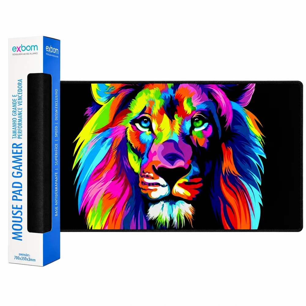 Imagem 1 de 4 do produto Mouse Pad Gamer Speed Extra Grande 70x35xcm Leão Colorido