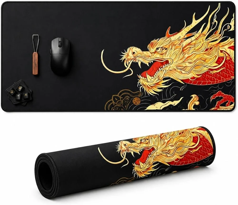 Imagem 3 de 5 do produto Mouse Pad Gamer Speed Extra Grande 70x35cm Dragão Chinês