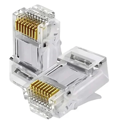 Kit 50 Conector Cabo De Rede Ezrj45 Vazado Passagem Cat5e/6