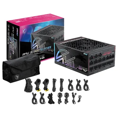 Fonte De Alimentação Msi 1300w Mpg Ai1300ts PCie5 80 Plus Titanium Full Modular Atx 3.0 PCie 5.0 306