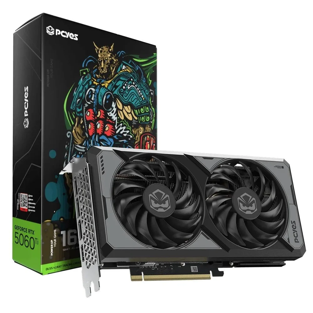 Placa De Vídeo PCyes Nvidia Geforce RTX 5060 Ti, 16gb, Gddr7, Dlss, Ray Tracing, PvRTX5060tib2f16g