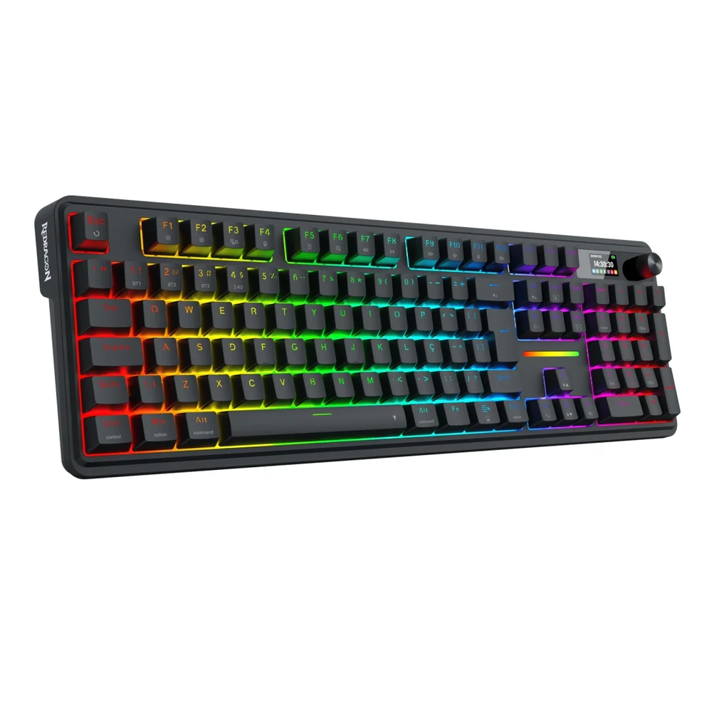 Teclado Mec Redragon Terraflare Pro, RGB, Usb-c/wf/blt, Full-size, Tela Lcd, Sw Mint Mambo, Black - K762RGB-pro Teclado Mec Redragon Terraflare Pro, RGB, Usb-c/wf/blt, Full-size, Tela Lcd, Sw Mint Mambo, Black - K762RGB-pro