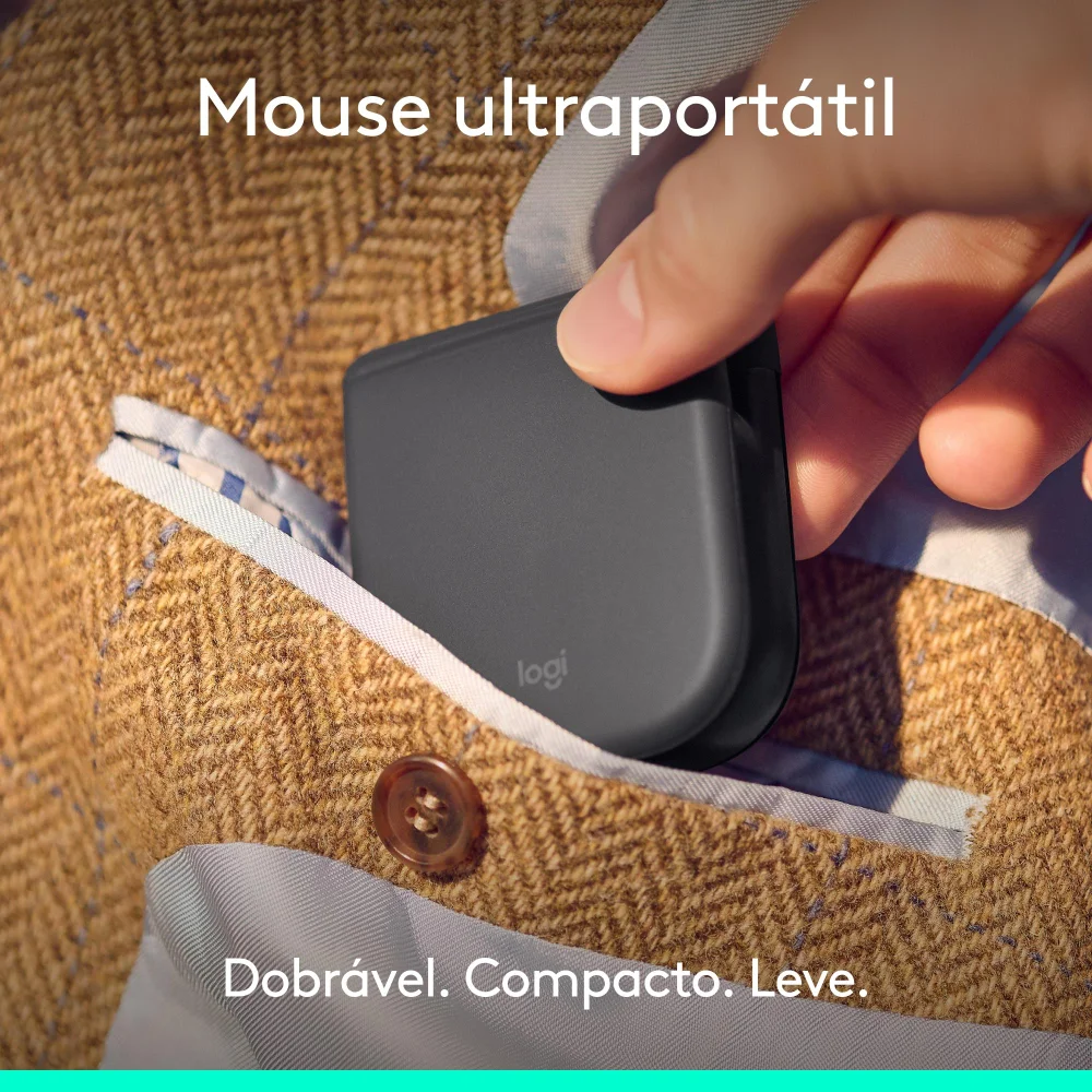 Imagem 5 de 5 do produto Mouse Sem Fio Logitech Mobi Fold, Portátil, Dobrável E Slim, Touch Scroll, Cliques Discretos, 4k Dpi, Bluetooth