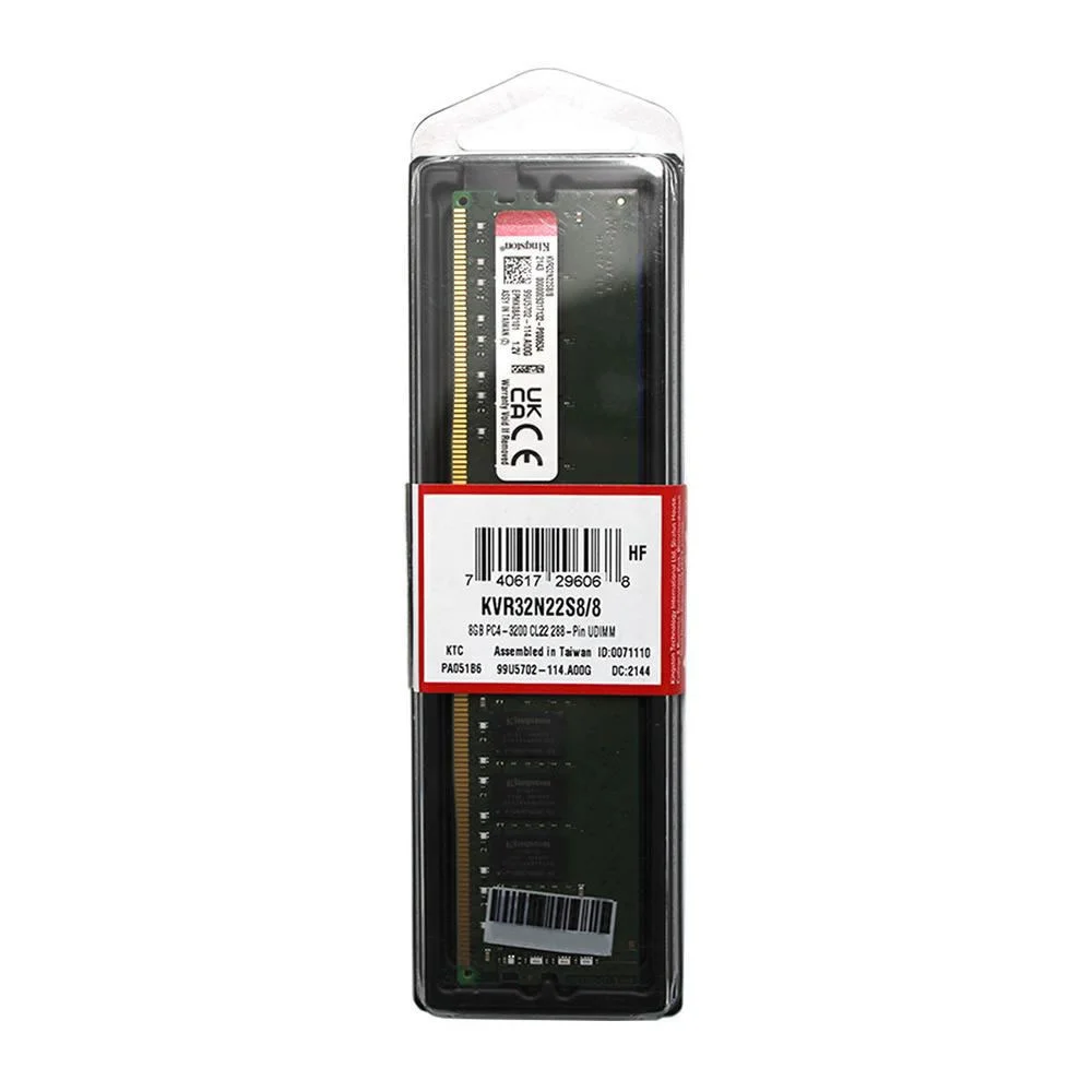 Imagem 2 de 3 do produto Memória Kingston Ddr4, 8GB, 3200mhz, PC4-25600, Cl22, 1.2v, 288-pin Dimm - Kvr32n22s8/8