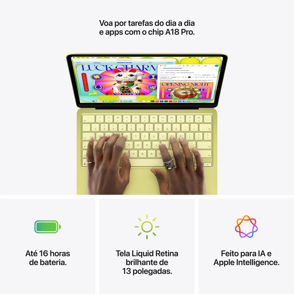 Imagem 4 de 5 do produto Macbook Neo De 13 ", Chip A18 Pro, Cpu De 6 núcleos, Gpu De 5 núcleos, 256gb, Prateado, Mhfa4bz, Apple