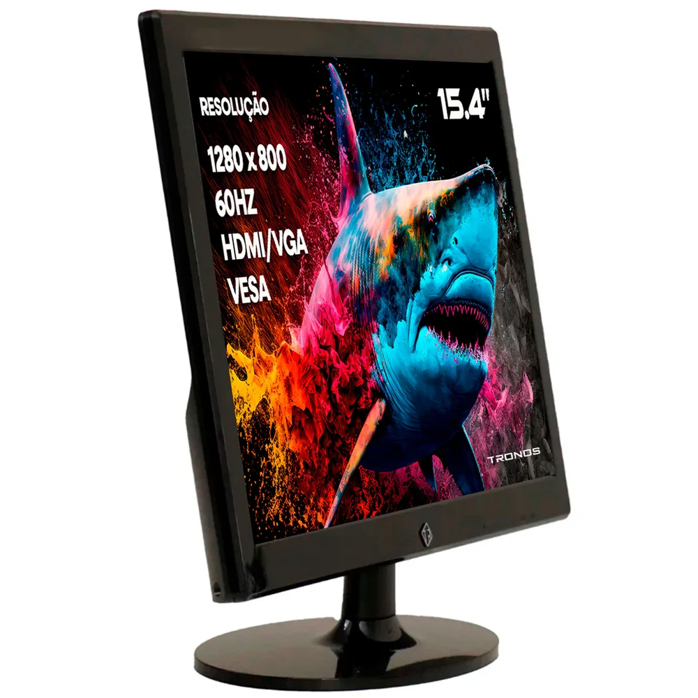 Monitor LED Tronos 15.4" 15trs-xie-v, Resolução 1280x800, 60hz, HDMI E Vga, Vesa - Preto Monitor LED Tronos 15.4" 15trs-xie-v, Resolução 1280x800, 60hz, HDMI E Vga, Vesa - Preto