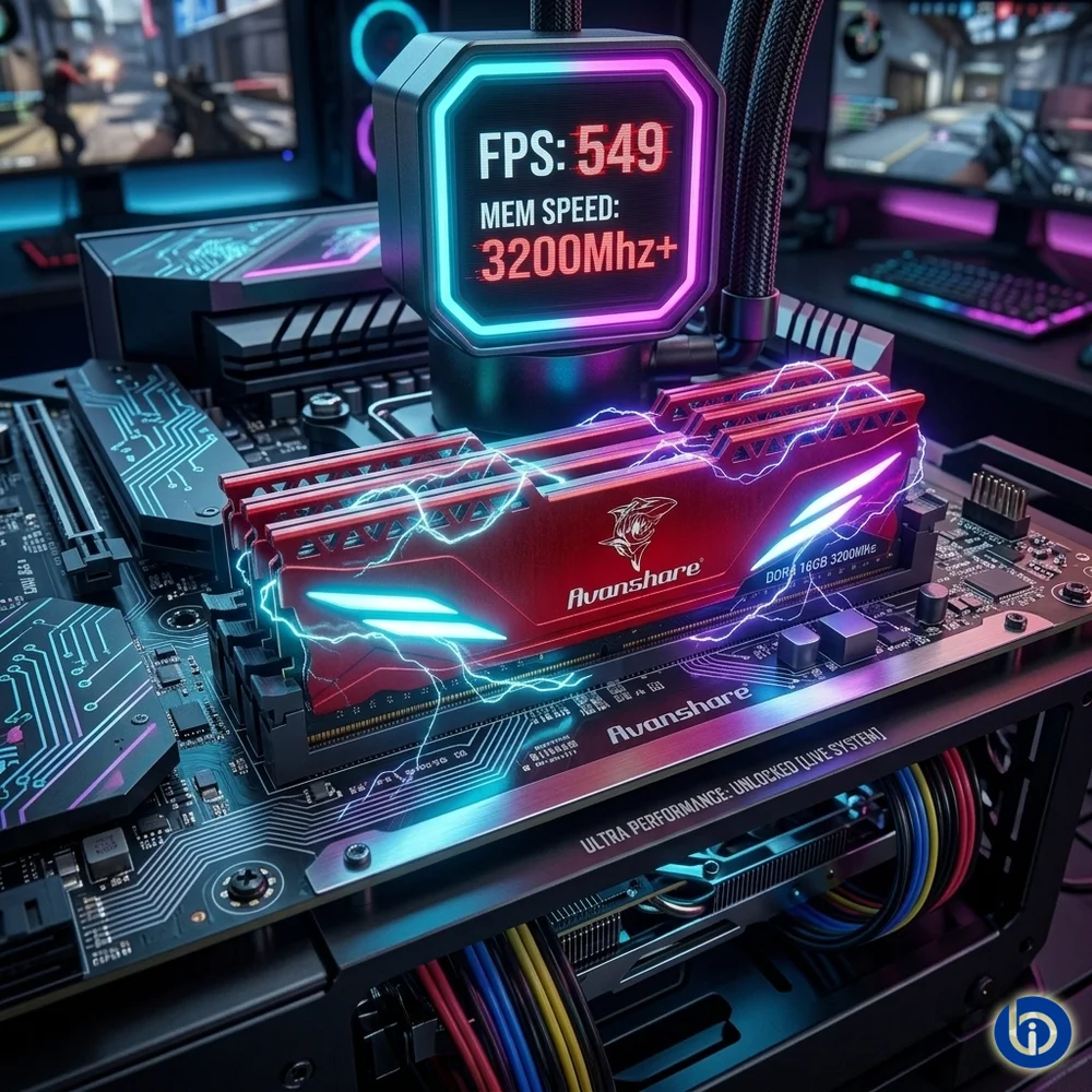 Imagem 4 de 4 do produto Memoria Para Desktop Ddr4 16gb 3200mhz  Prosetup Avanshare Com Dessipador Vermelho