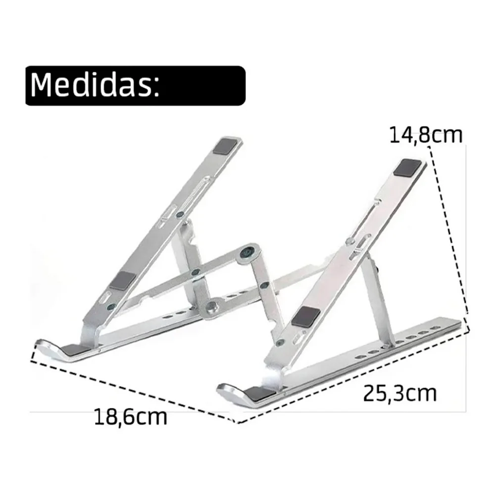 Imagem 2 de 5 do produto Suporte Dobrável Portátil De Alumínio Para Notebook E Macbook 10" A 16"
