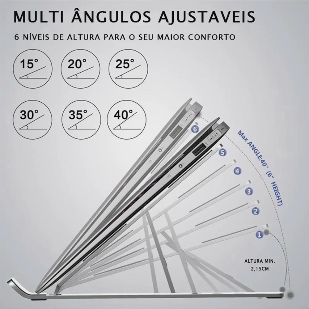 Imagem 4 de 5 do produto Suporte Dobrável Portátil De Alumínio Para Notebook E Macbook 10" A 16"