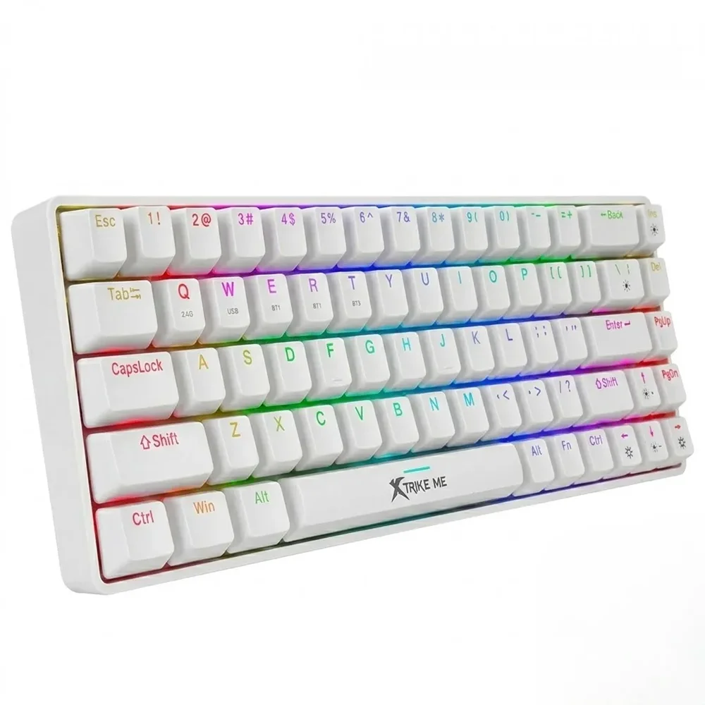 Imagem 2 de 3 do produto Teclado Mecânico Gamer Xtrike Me Gk-995w, Wireless/bluetooth, RGB, Ansi, 60%, Branco