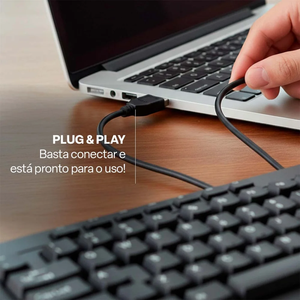 Imagem 2 de 5 do produto Teclado Com Fio Usb Teclas Multimídia Cabo 1.80m Multi Tc606