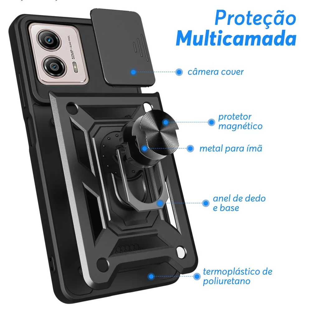 Imagem 2 de 5 do produto Capa Militar P/ Motorola Moto G23 - Capinha Case Protetora Anti Impacto Queda Armadura Resistente