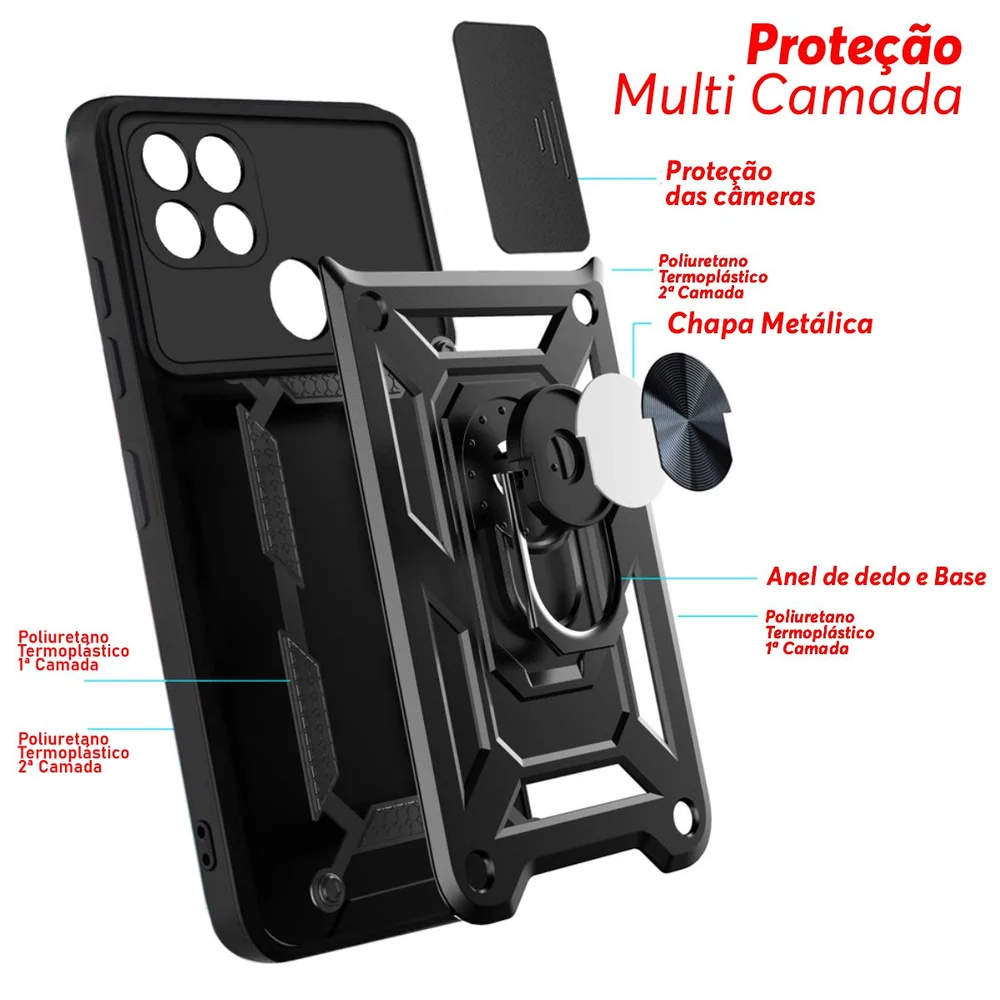 Imagem 4 de 5 do produto Capa Militar P/ Realme C20 - Capinha Case Protetora Anti Impacto Queda Armadura Resistente