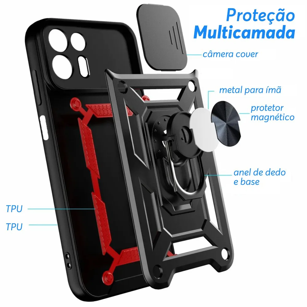 Imagem 2 de 5 do produto Capa Militar P/ Motorola Moto Edge 20 Fusion - Capinha Case Protetora Anti Impacto Queda Armadura Resistente