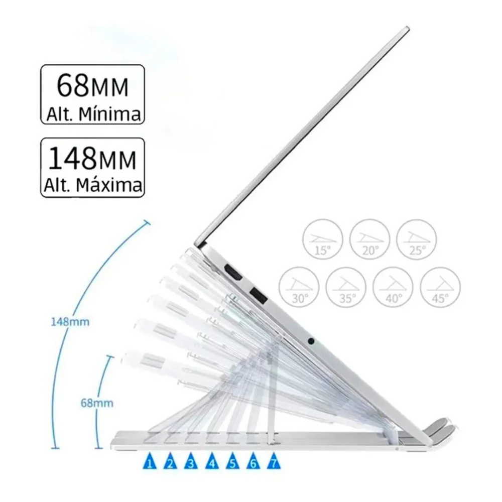 Imagem 4 de 5 do produto Suporte Dobrável Portátil de Alumínio para Notebook e MacBook 10 a 16
