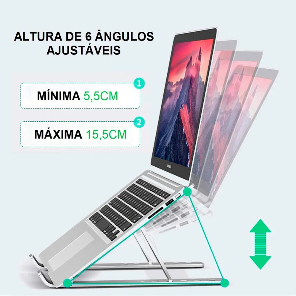 Imagem 5 de 5 do produto Suporte Dobrável Portátil de Alumínio para Notebook e MacBook 10 a 16