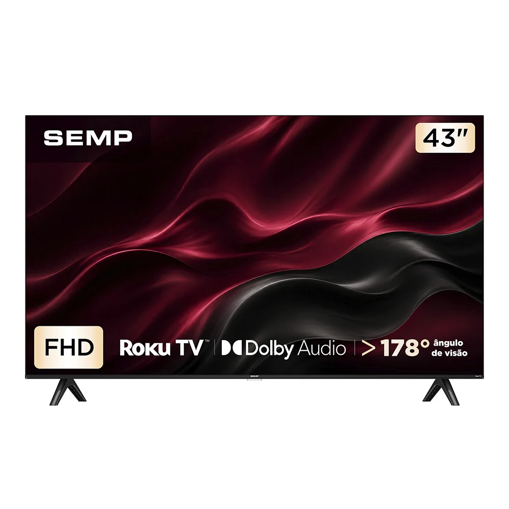 Smart TV Semp 43 Polegadas LED Full HD S42R Roku TV Wi-Fi Dolby Audio Brilho até 240 Nits 43S42R
