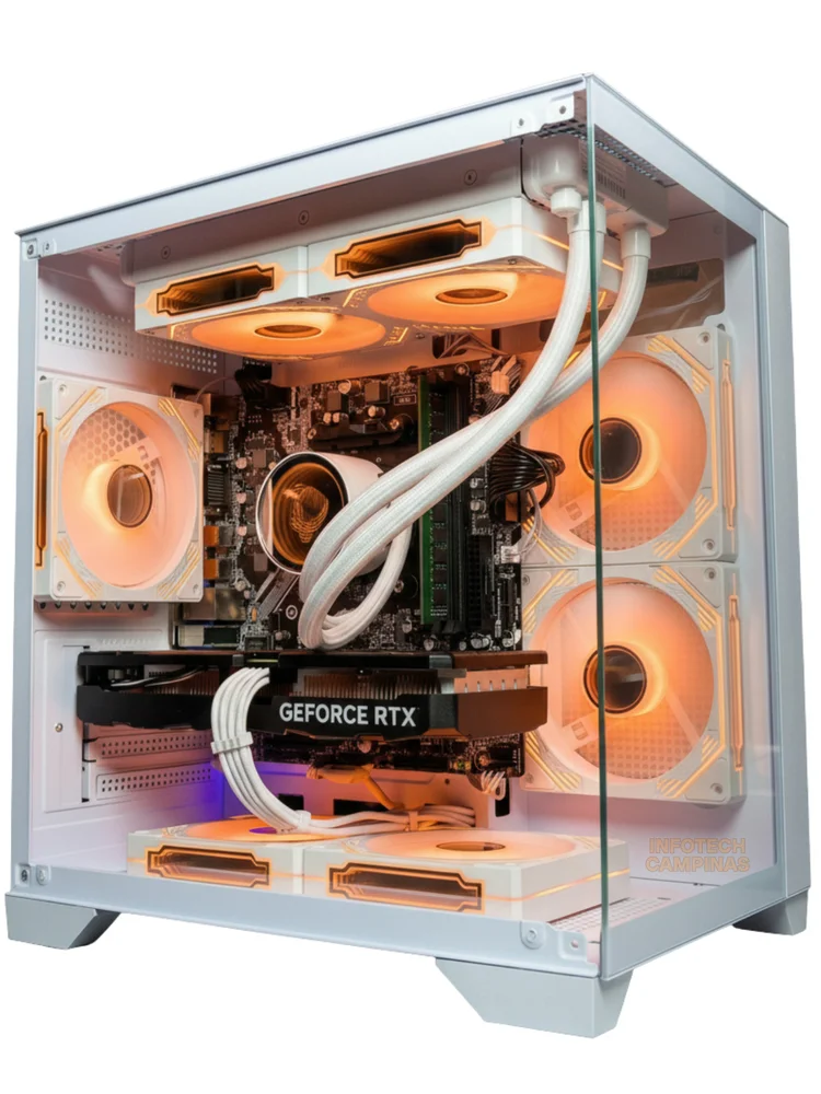 PC Gamer Aquario Branco Ryzen 7 5700x | Rx 9060 Xt 16gb | 32gb Ram | SSD Nvme 1TB | Water Cooler 240mm | Win11 Pro