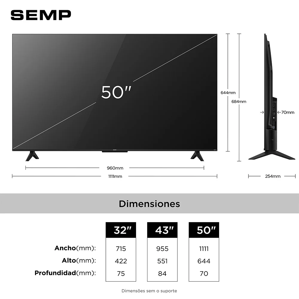 Imagem 5 de 5 do produto Smart TV Semp 50 Polegadas LED Full HD S42R Roku TV Wi-Fi Dolby Audio Brilho até 240 Nits 50S42R