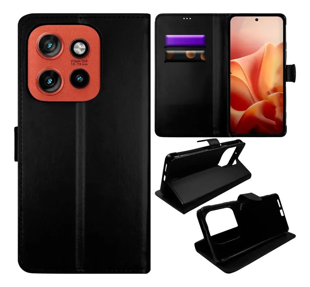Capa Carteira Abre E Fecha Estojo Flip Para Moto Edge 60 Neo 5g Preto Capa Carteira Abre E Fecha Estojo Flip Para Moto Edge 60 Neo 5g Preto