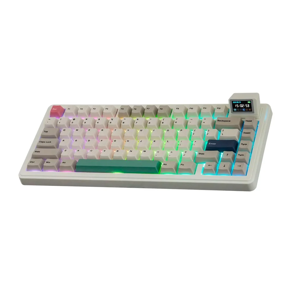 Imagem 4 de 5 do produto Teclado Gamer 75% Epomaker Rt82 Sea Salt Silent Tela Lcd